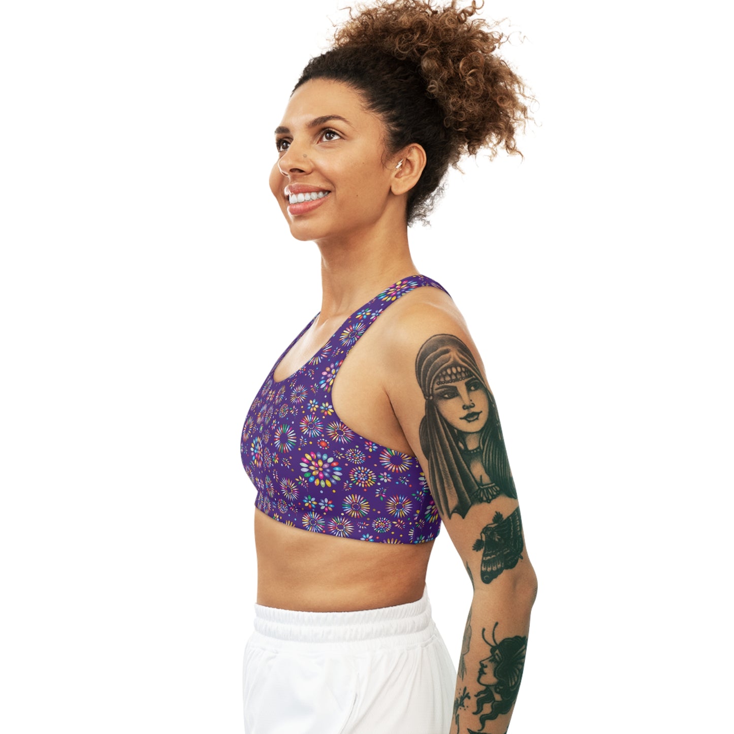 Vibrant Vibes Seamless Sports Bra (AOP) / Purple