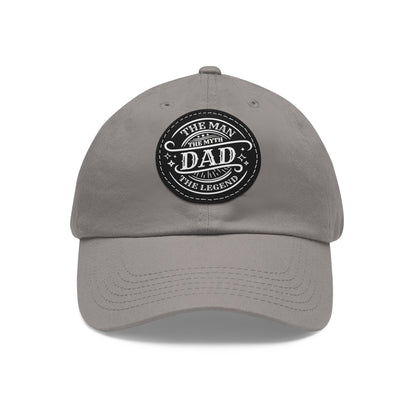 Classic Dad Hat with Leather Patch - 'The Man, The Myth, The Legend'