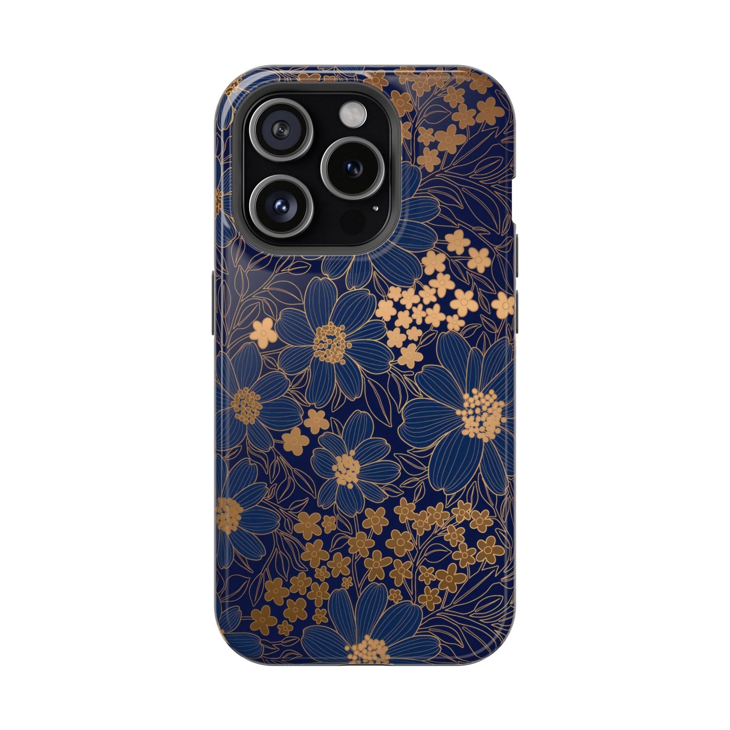 Luxury Serial Magnetic Phone Case, Golden Floral