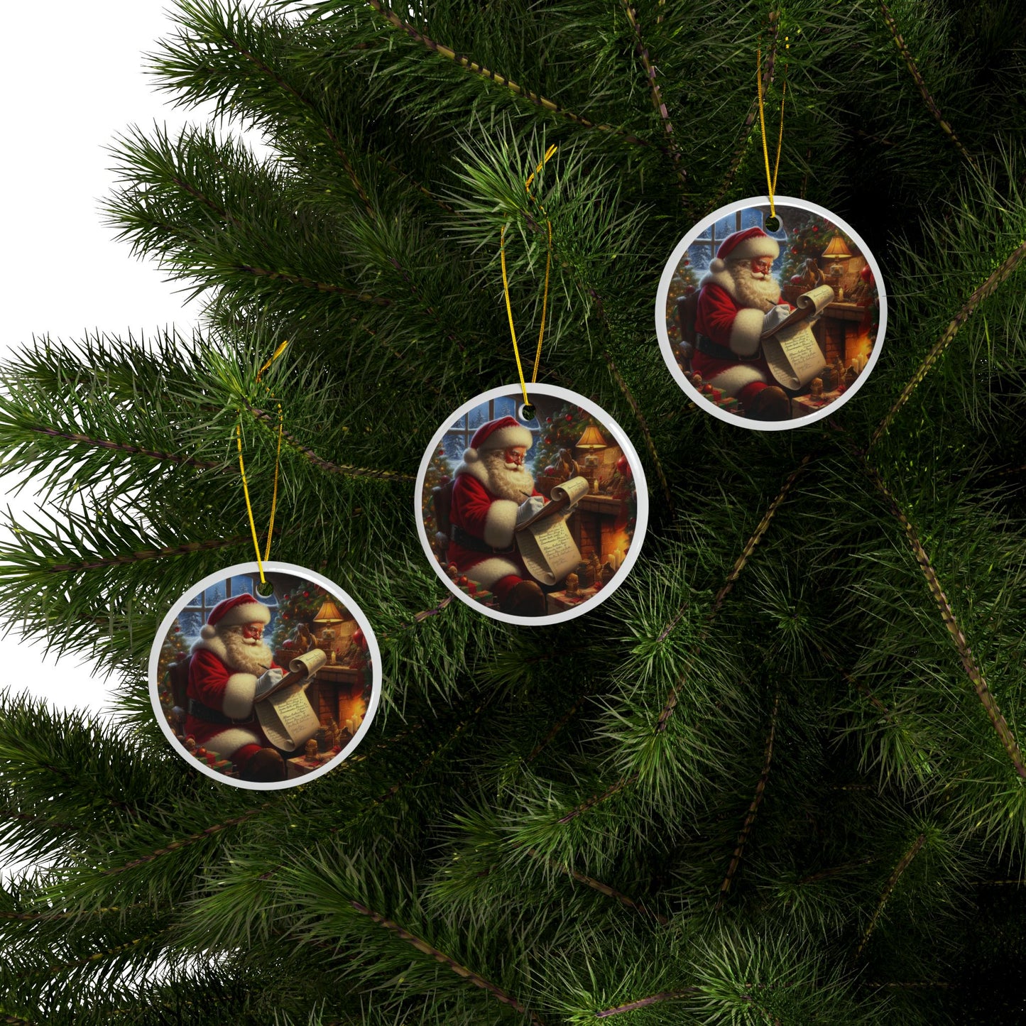 The Naughty or Nice Review Christmas Ceramic Ornaments, 2-Side Print, (1pc, 3pcs, 5pcs, 10pcs)