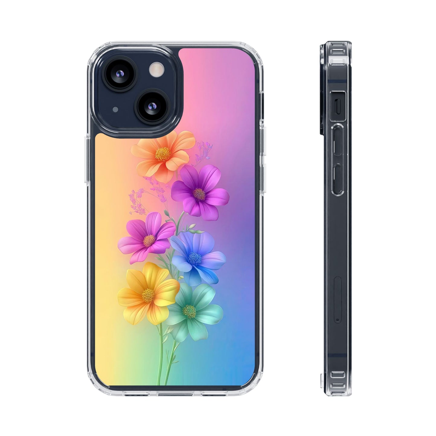 Floral Clear Phone Case – Colorful Flower Design