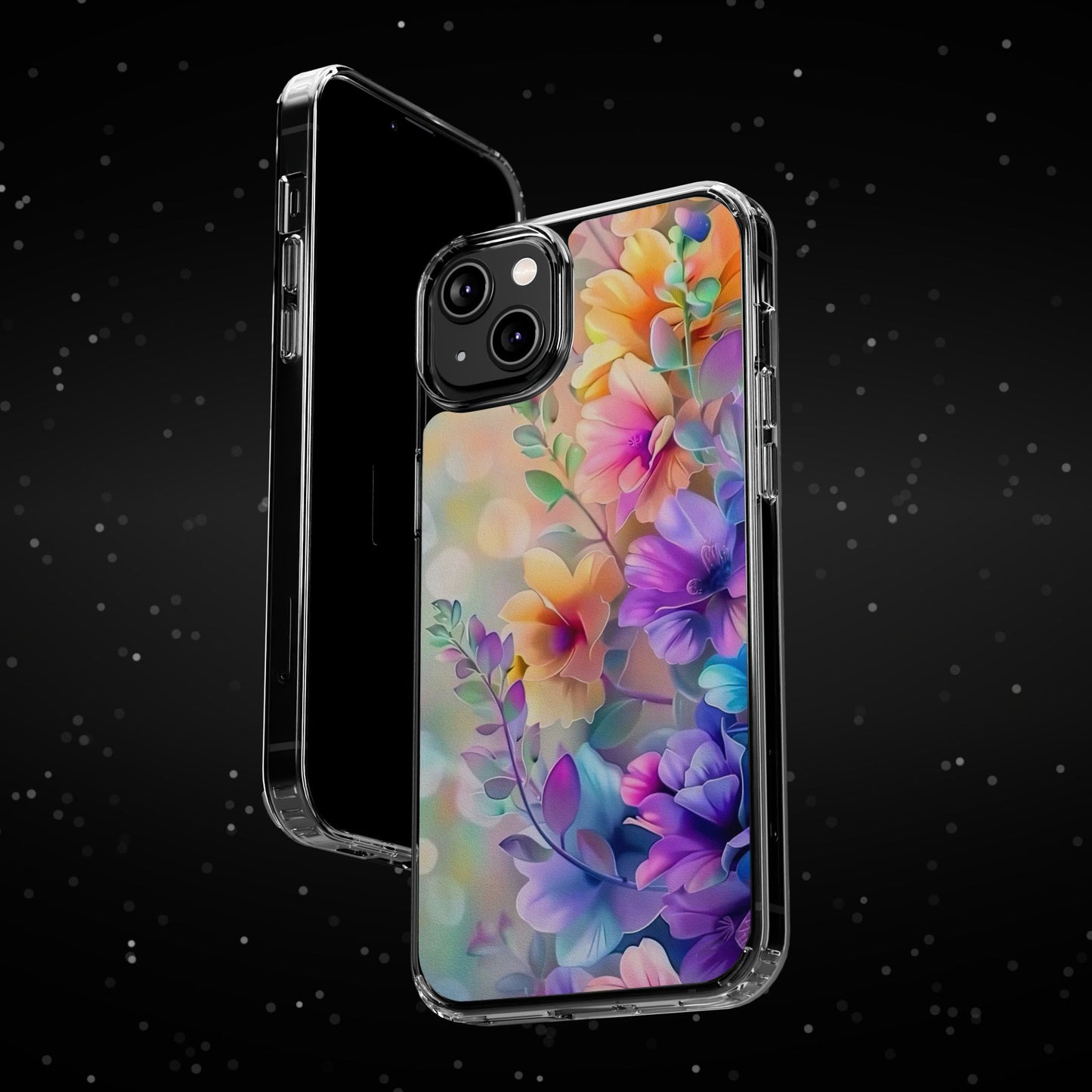 Floral Clear Phone Case -  Colorful Spring Design