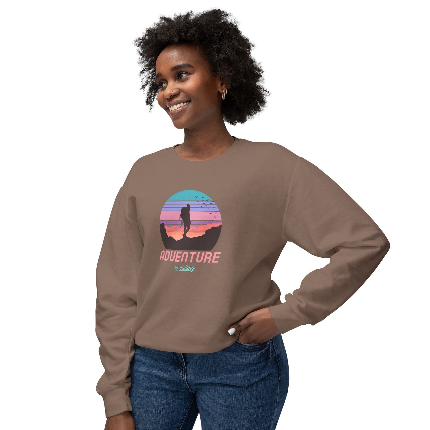 Adventure Is Calling Unisex Lightweight Crewneck Sweatshirt