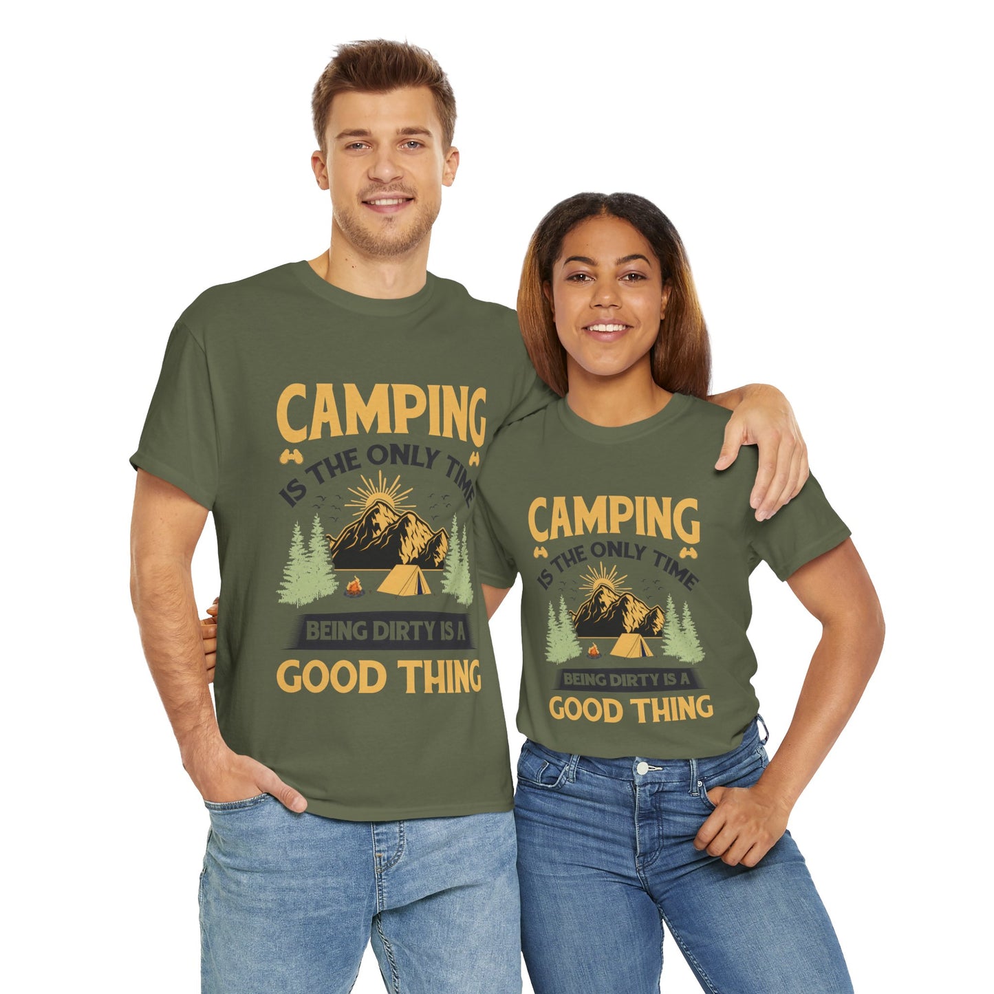 Camping Vibes Unisex Heavy Cotton Tee - "Being Dirty is a Good Thing"
