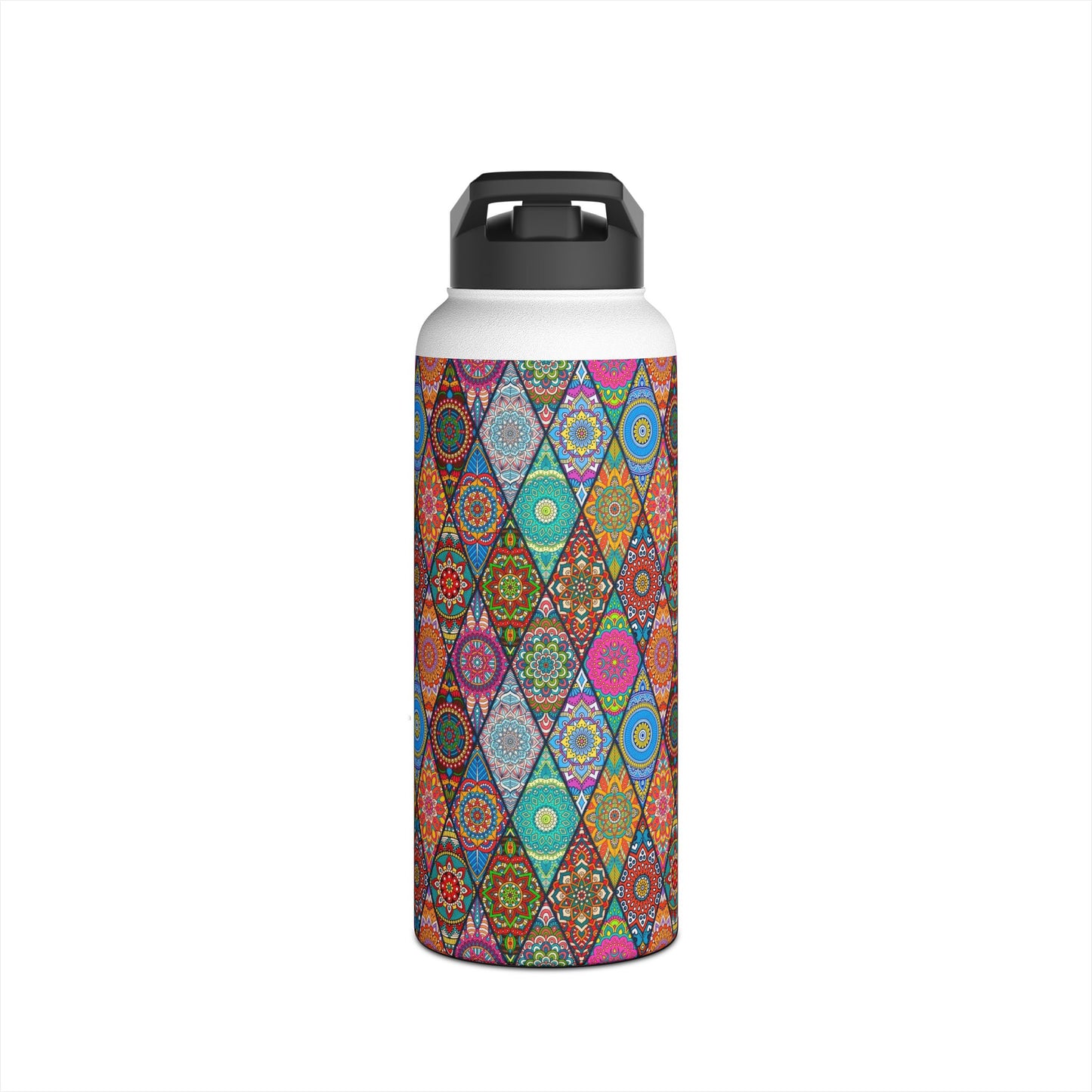 Mandala Argyle Stainless Steel Water Bottle, Standard Lid