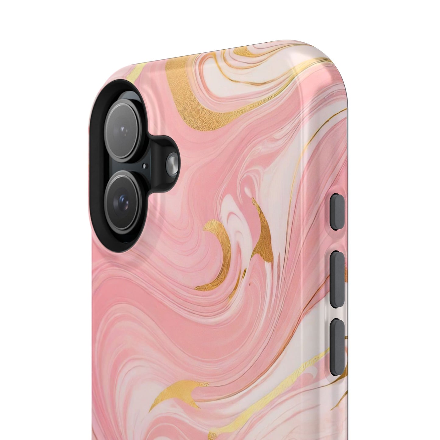 Stylish Magnetic Phone Case, Pink Marble Protective Cover
