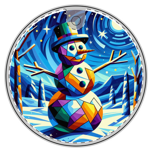 Cubist Frosty Abstract Christmas Ceramic Decoration Ornament, (1pc)  one side print