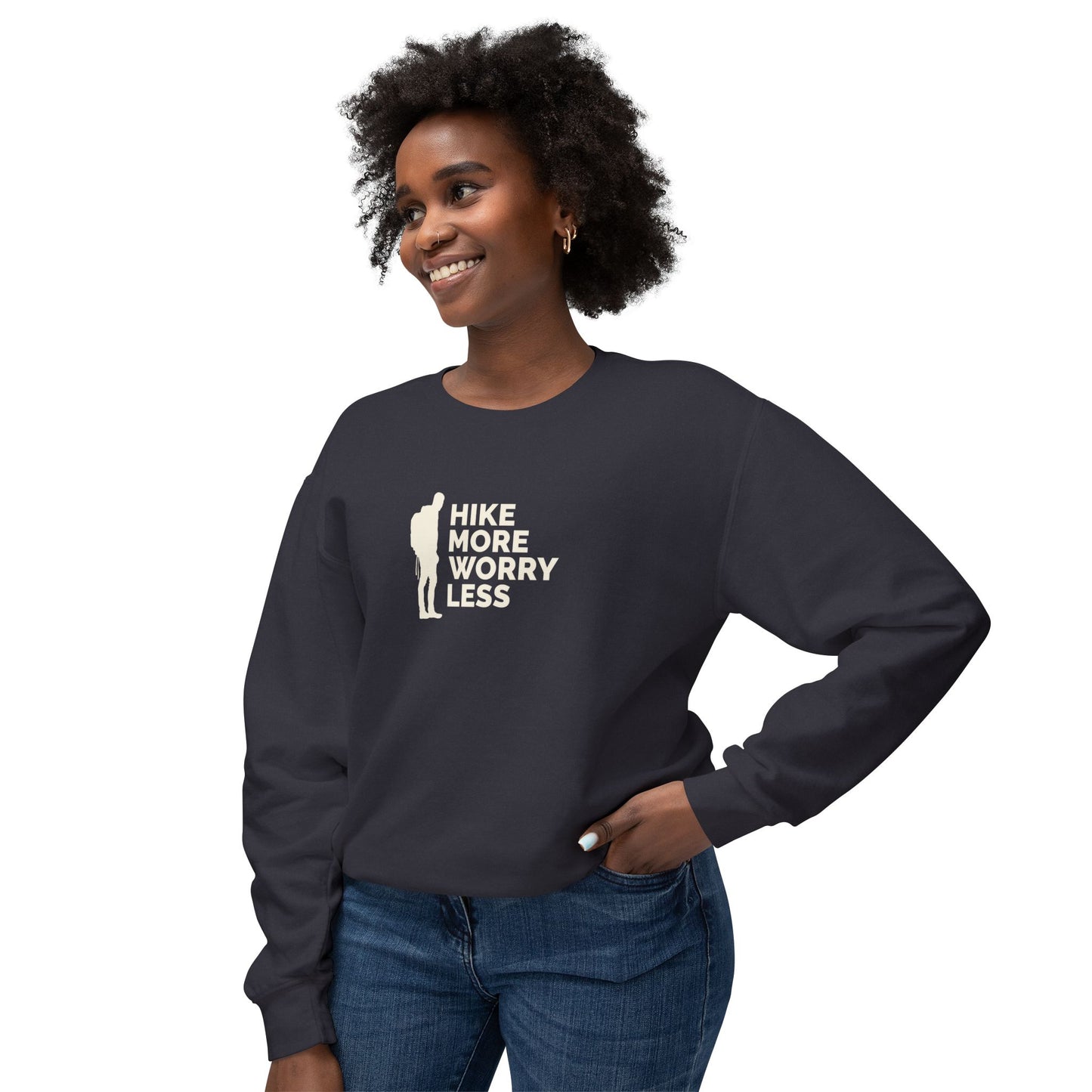 Hike More Worry Less Unisex Lightweight Crewneck Sweatshirt