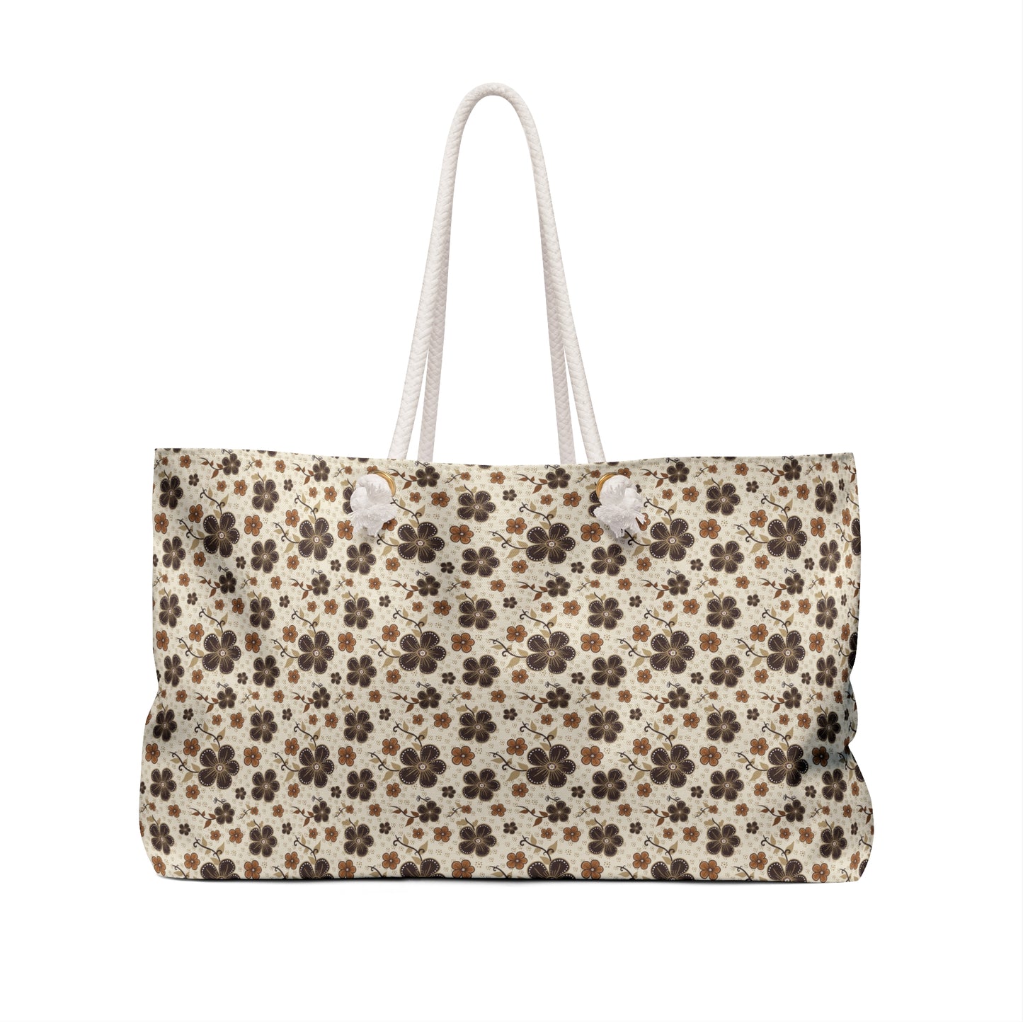 Timeless Elegance: Minimal Floral Weekender Bag / Beige