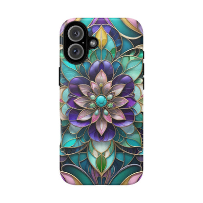 Floral Stained Glass Tough Phone Case -Stylish Protection for Your Device