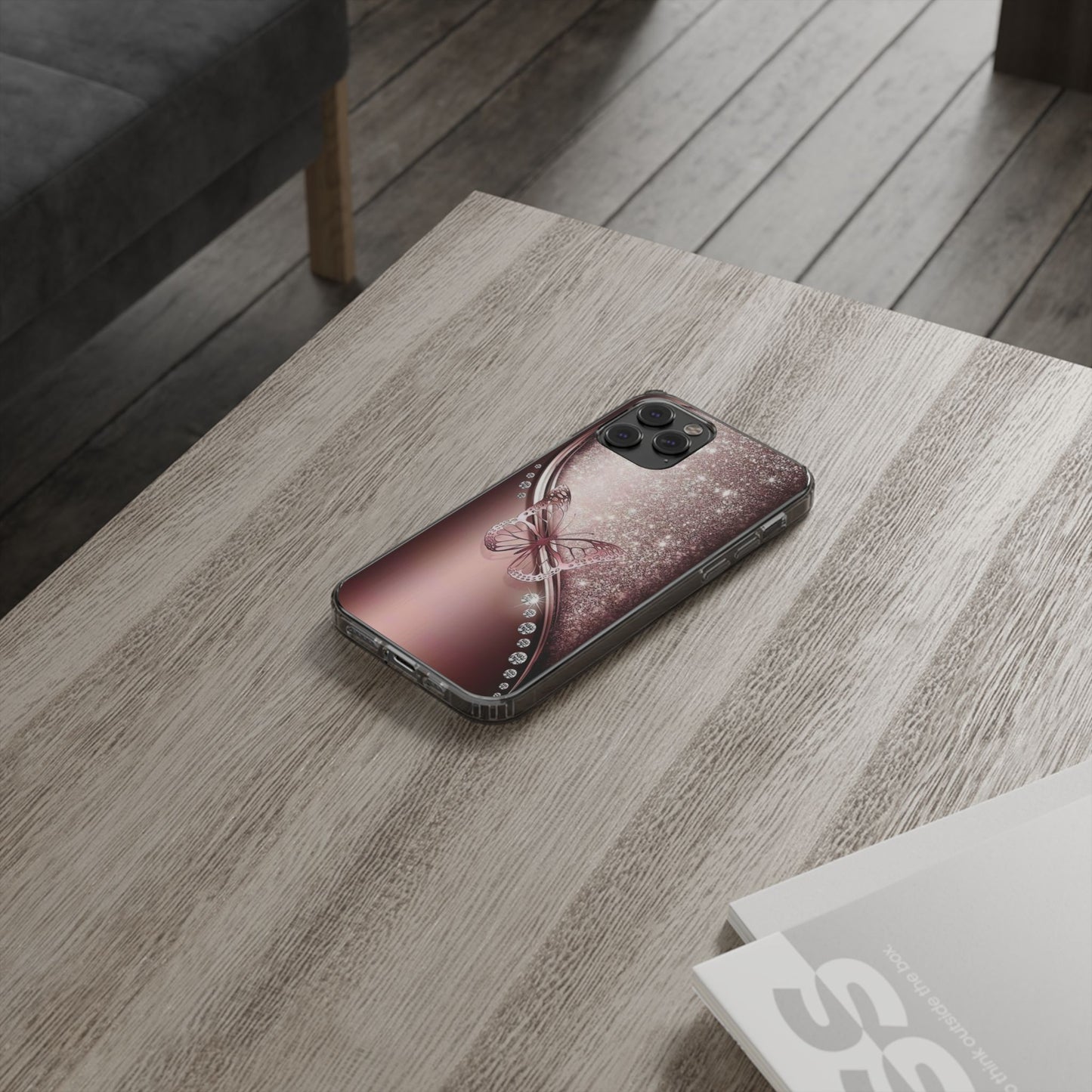 Elegant Butterfly Clear Case, Stylish Transparent Protective Cover for Women