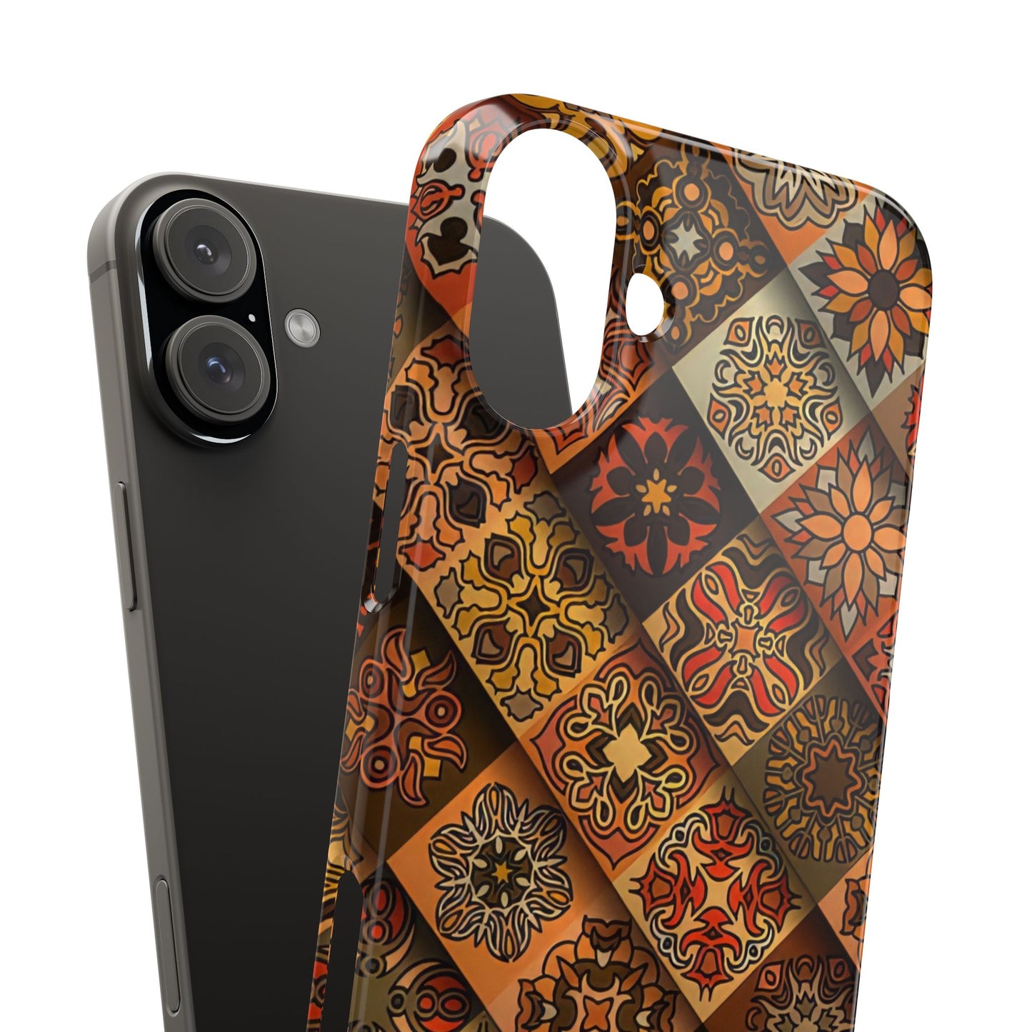 Aztec Geometric Slim Case, Boho Orange