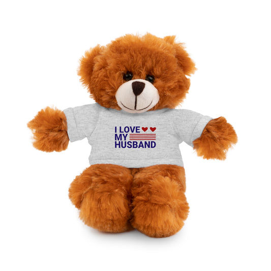 Stuffed Animal with "I love my husband" Tee, Gift for husband
