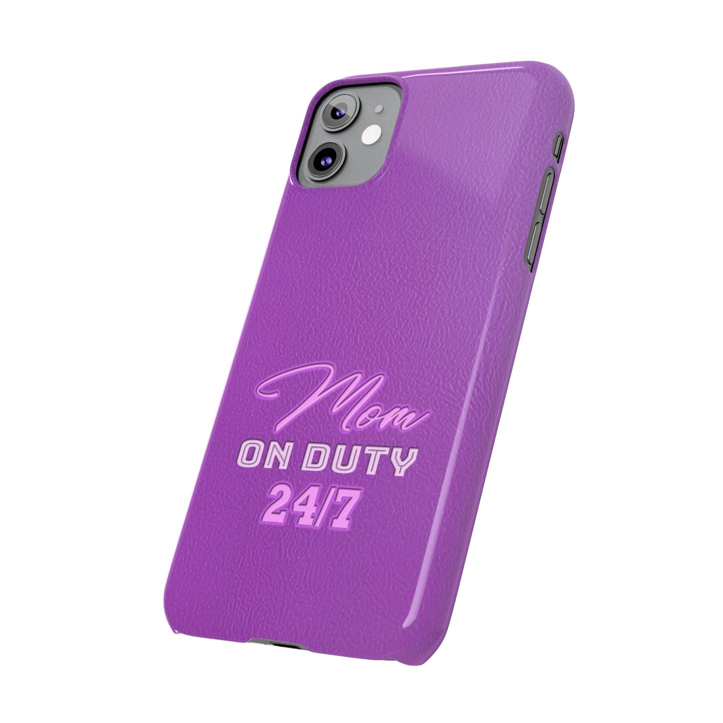Mom On Duty Slim Case, Purple Case for Mothers