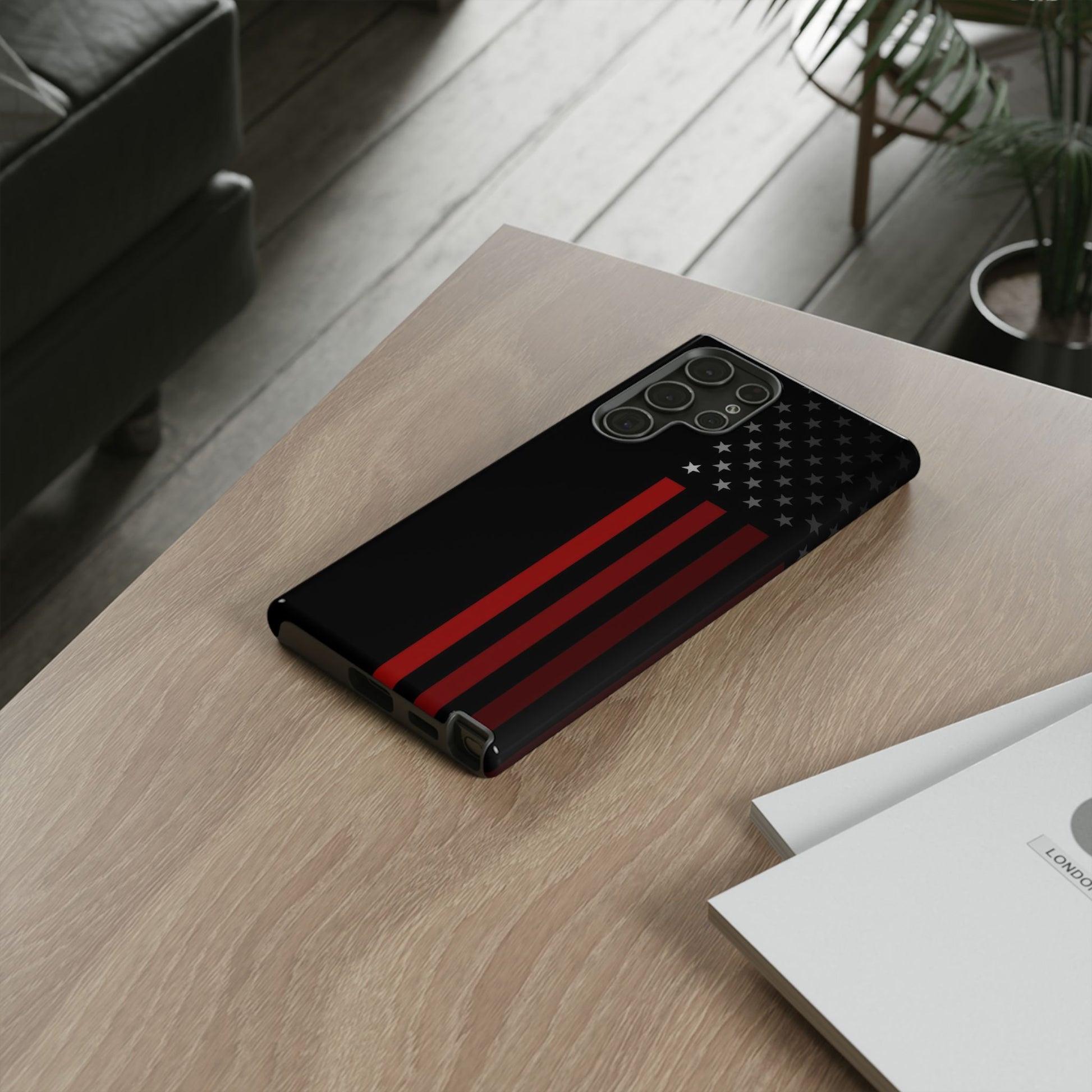 Patriotic Samsung Tough Cases, Red Line American Flag Phone Cover