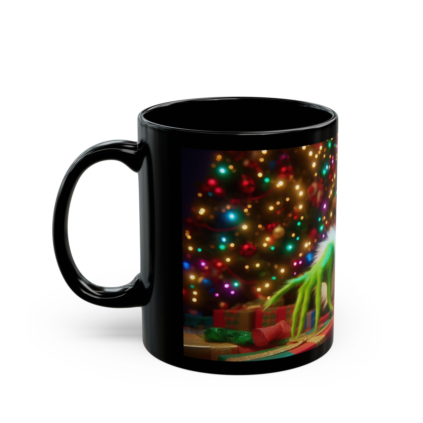 Sneaky Santa Black Mug - 11oz, 15oz