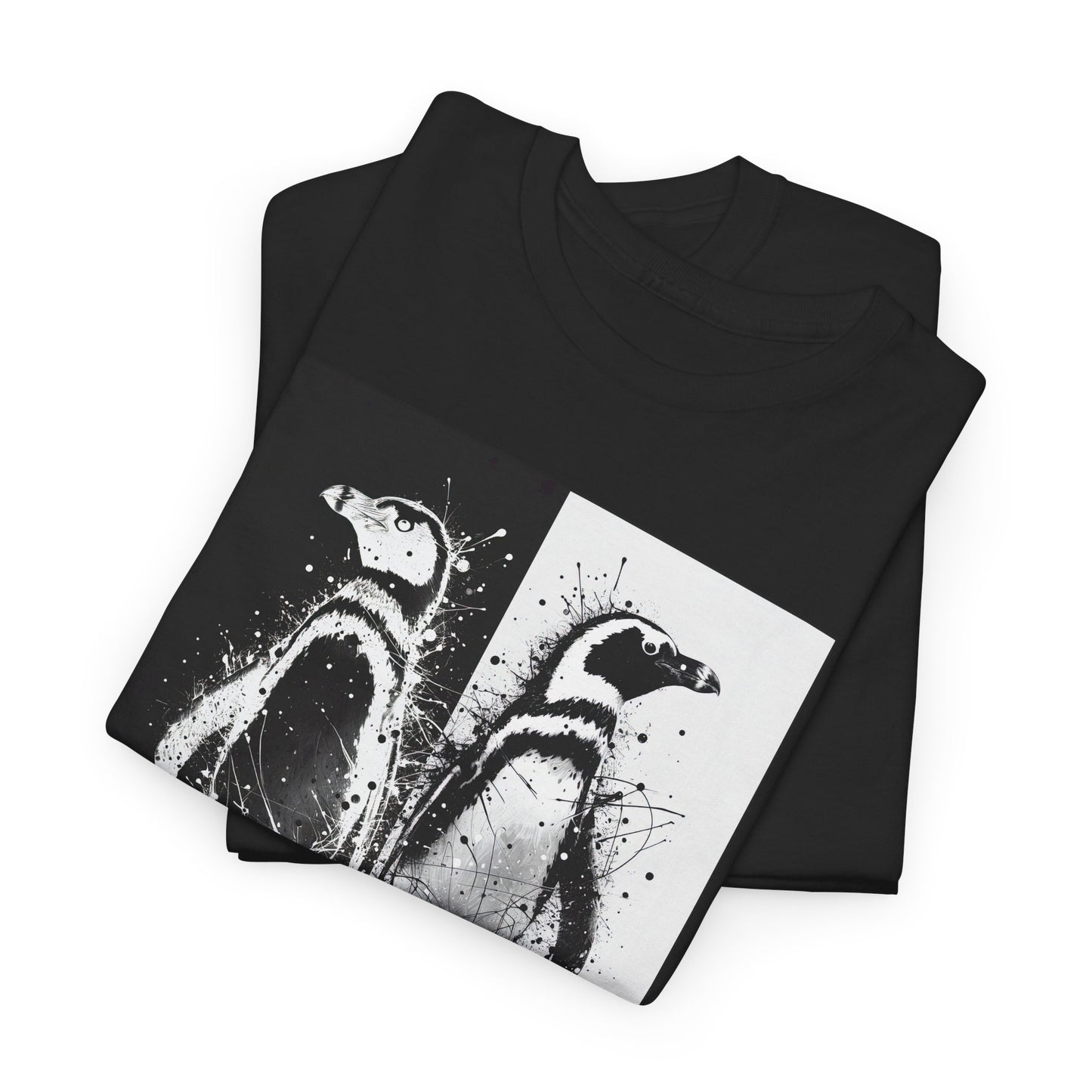 Black & White Penguins Unisex Heavy Cotton Tee