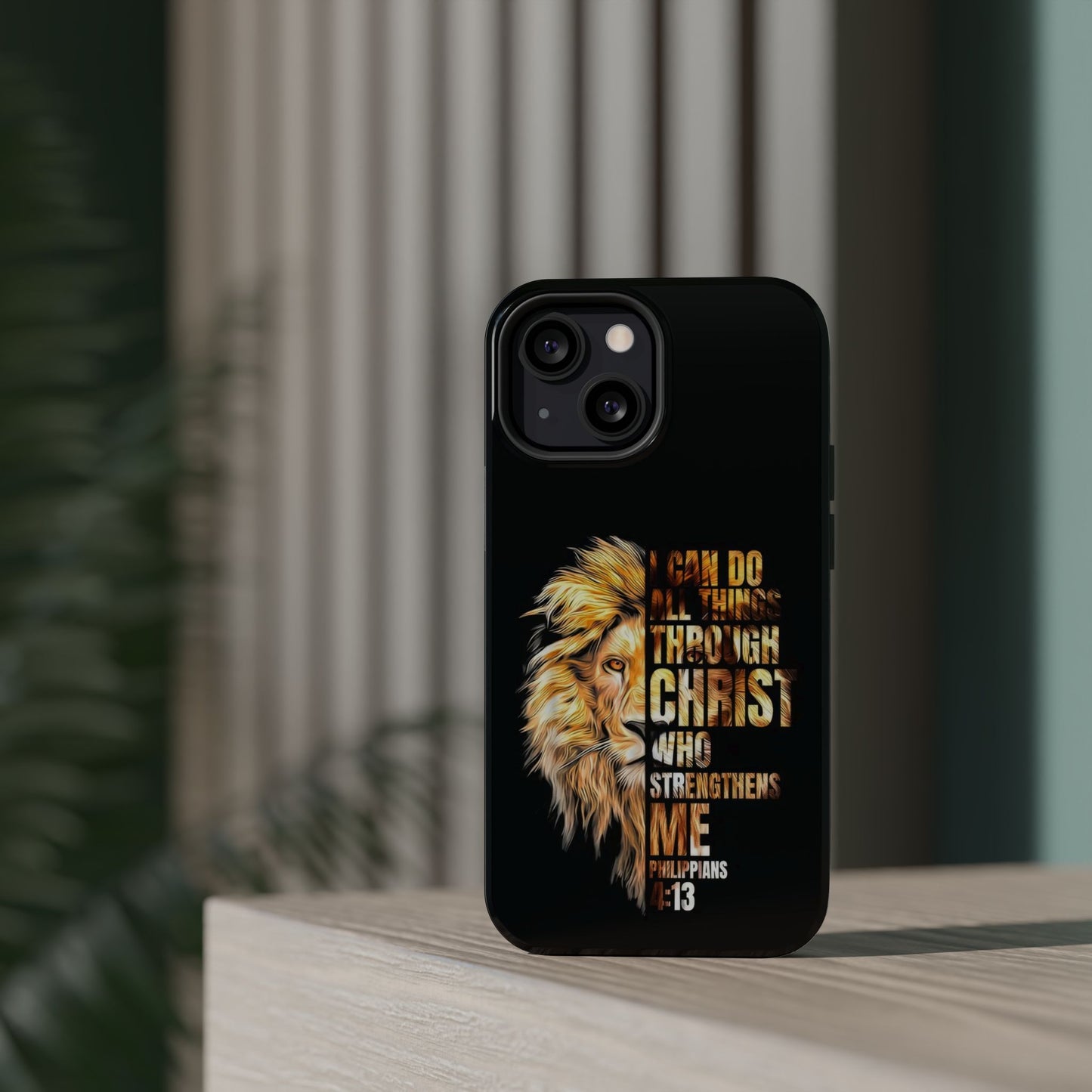Inspirational Lion Magnetic iPhone Case, Strength & Faith, Christian Accessories