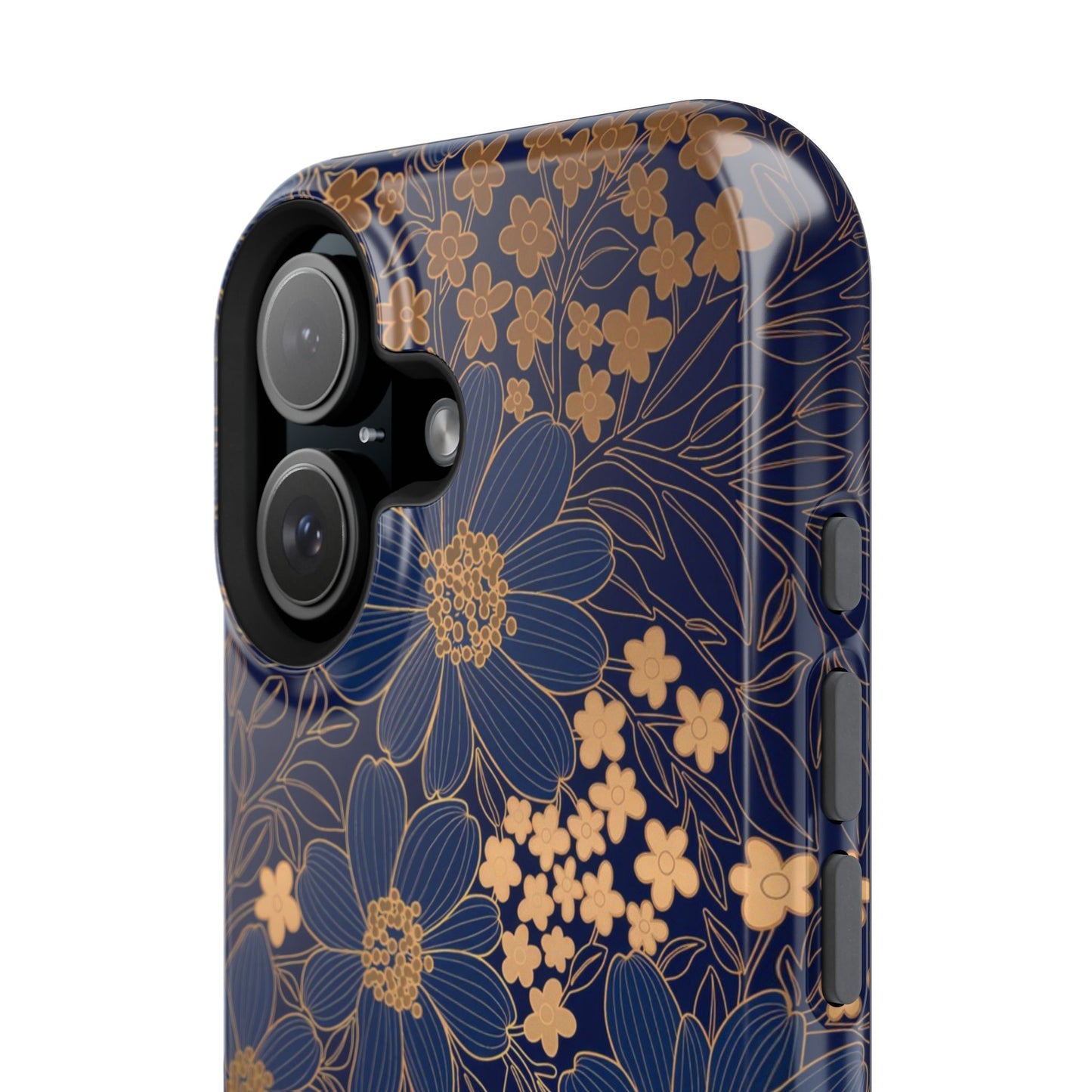 Luxury Serial Magnetic Phone Case, Golden Floral