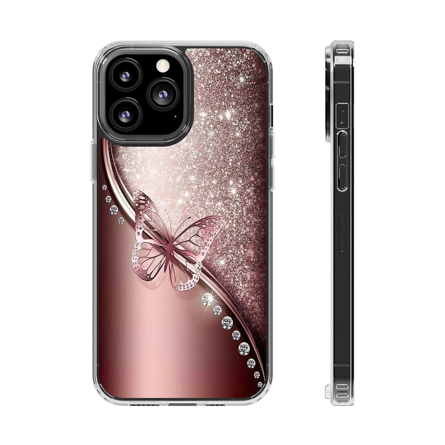Elegant Butterfly Clear Case, Stylish Transparent Protective Cover for Women