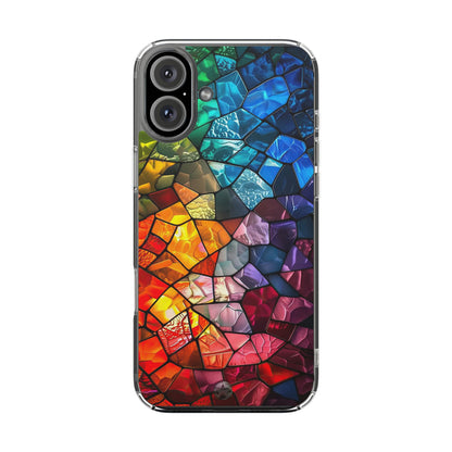 Vibrant Clear Phone Case, Colorful Stained Glass Design