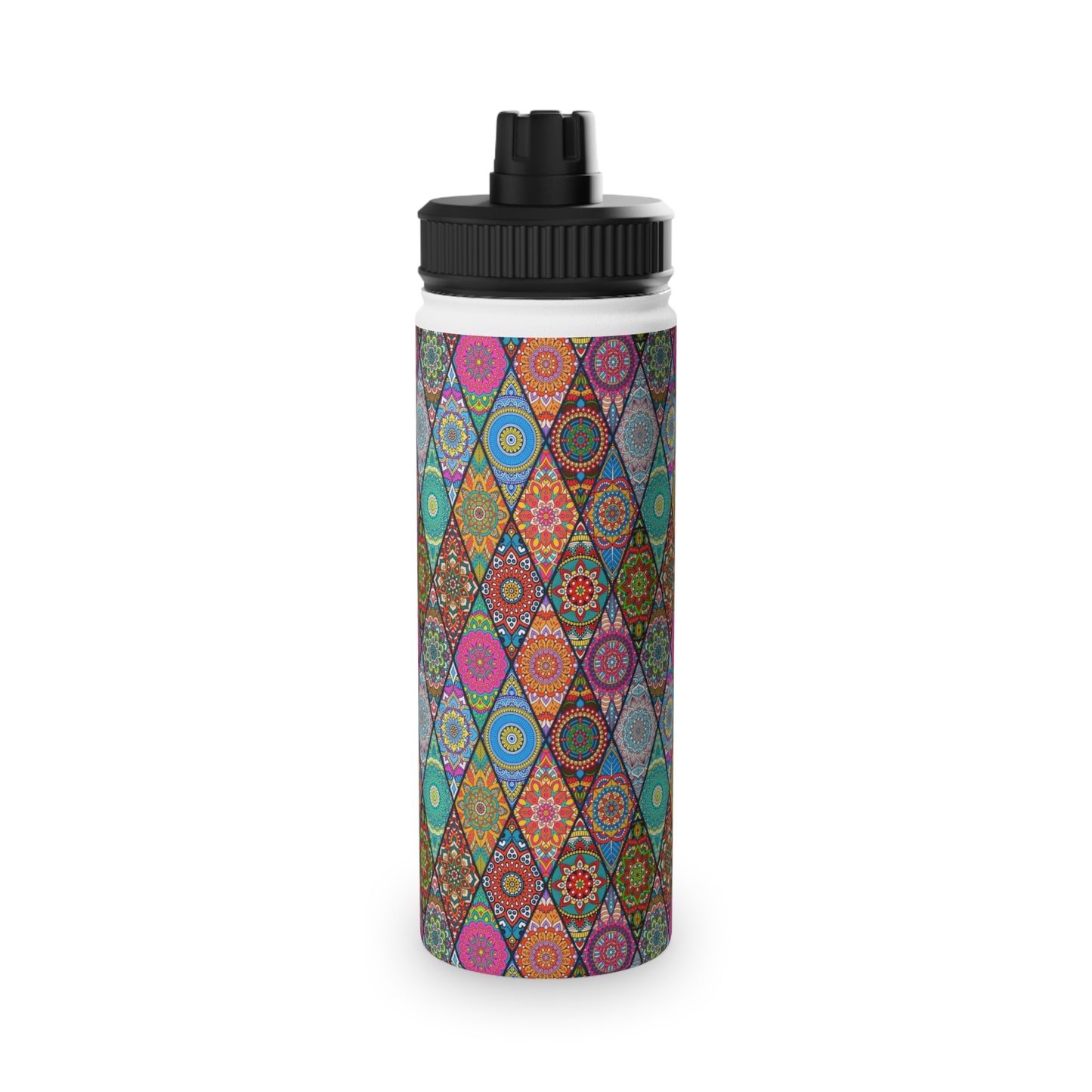 Mandala Argyle Stainless Steel Water Bottle, Sports Lid