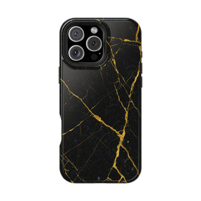 Black Marble with Gold Veins Impact-Resistant iPhone