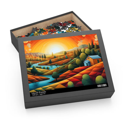 Cubist Country Style Puzzle, 500 Pieces, 20"x16"