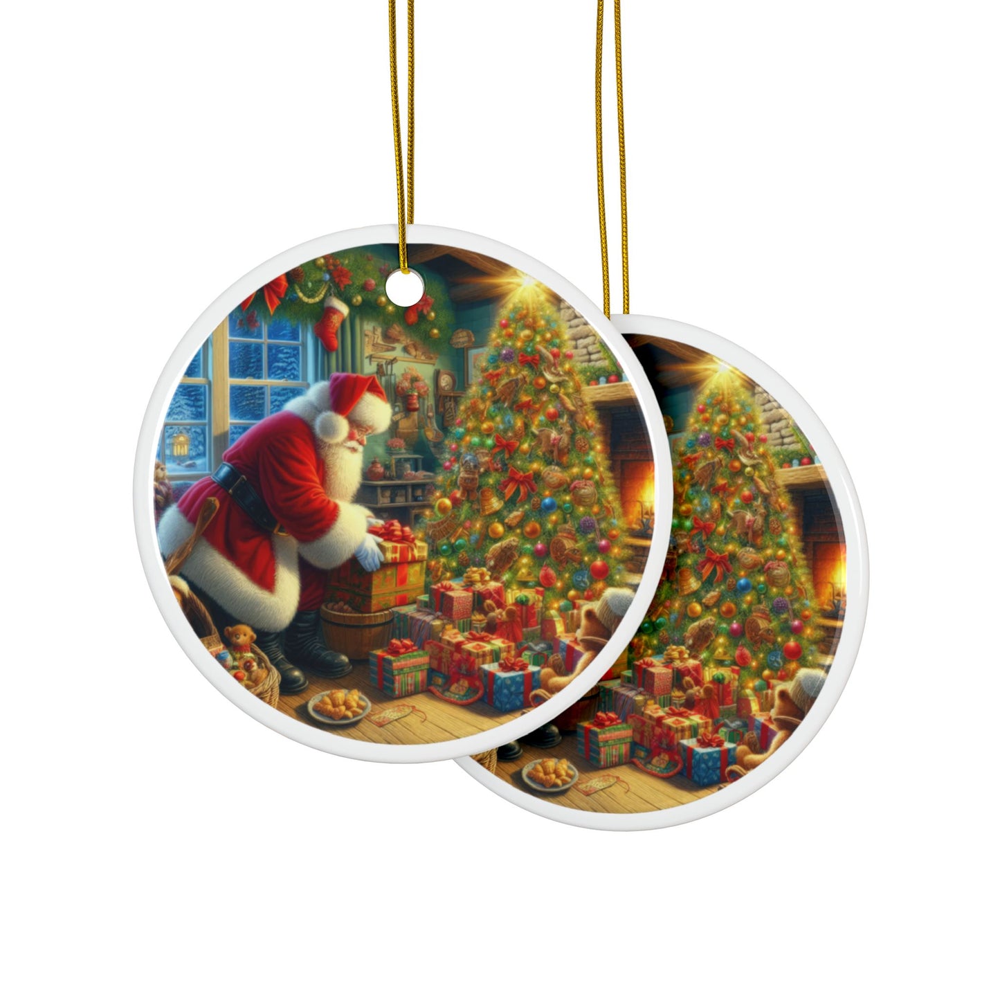 Gifts of Joy: Santa’s Special Delivery Christmas Ceramic Ornaments, 2-Side Print, (1pc, 3pcs, 5pcs, 10pcs)