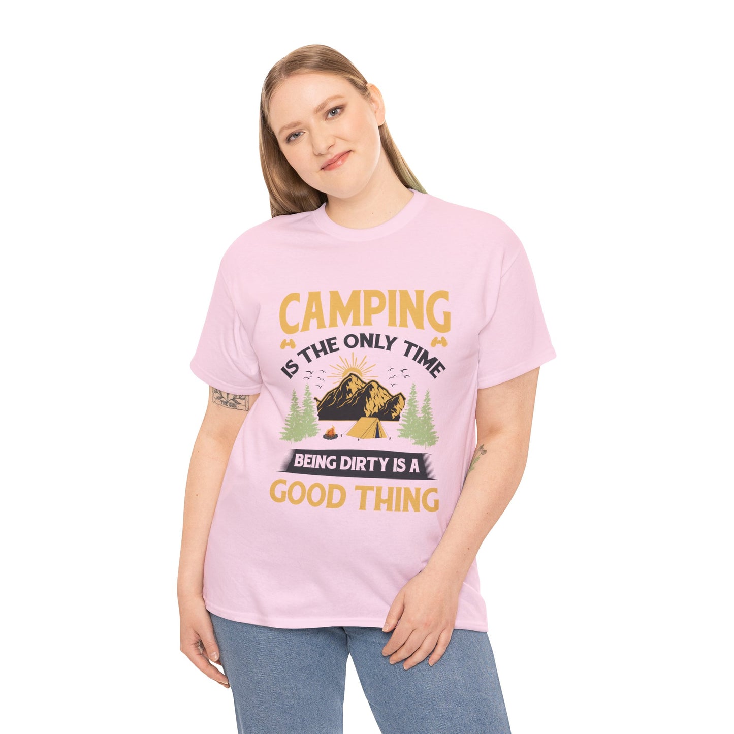 Camping Vibes Unisex Heavy Cotton Tee - "Being Dirty is a Good Thing"