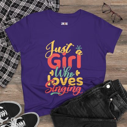 Just a Girl Who Loves Singing Tee - Women's Midweight Cotton T-Shirt