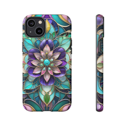 Floral Stained Glass Tough Phone Case -Stylish Protection for Your Device