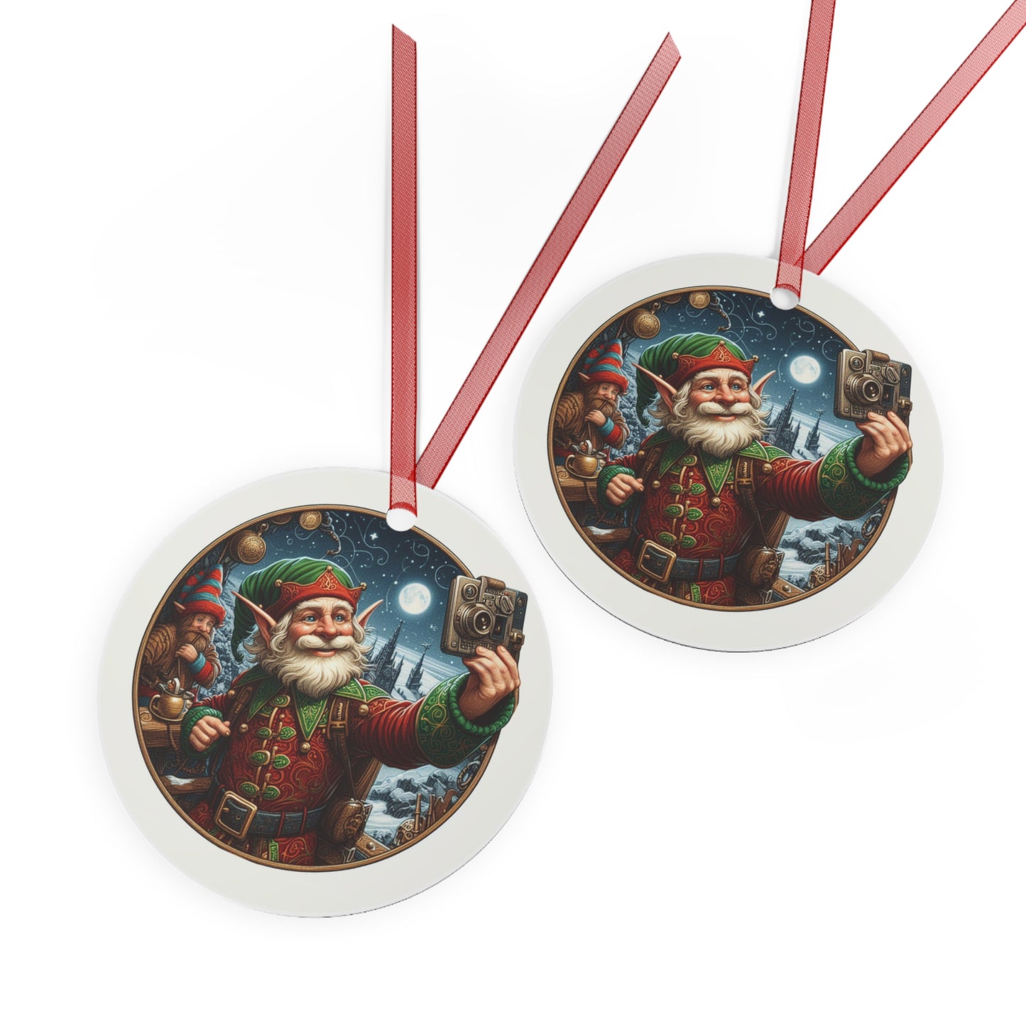 Vintage Vibes And Selfie Smiles Metal Ornaments, 2-Side Print