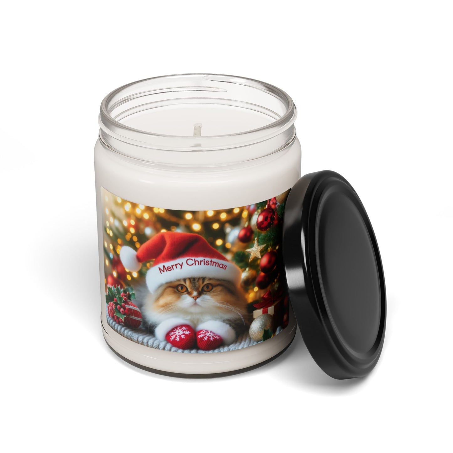 Merry Christmas Cat Scented Soy Candle, 9oz