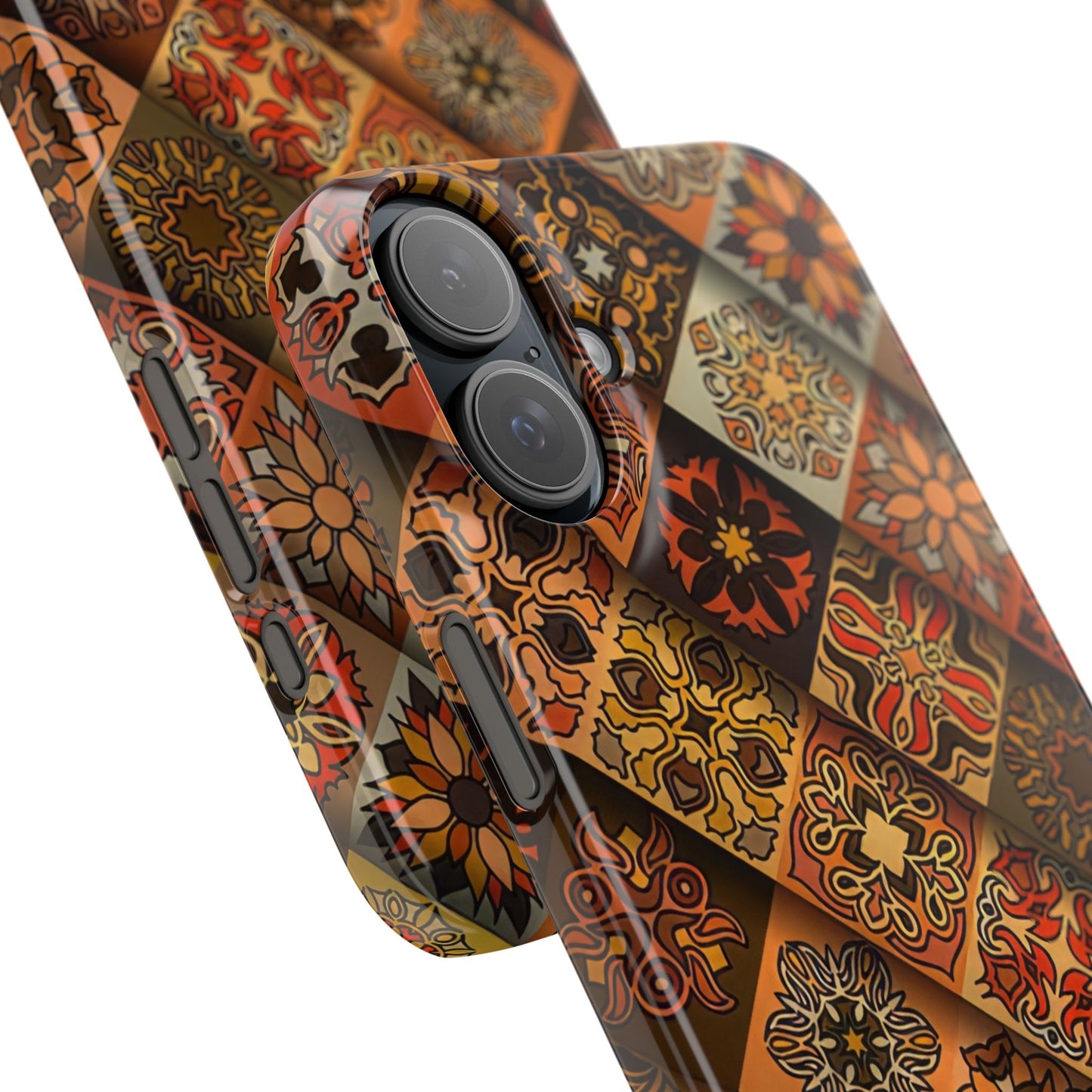 Aztec Geometric Slim Case, Boho Orange