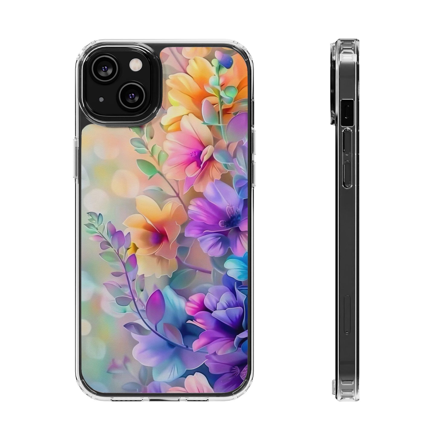 Floral Clear Phone Case -  Colorful Spring Design