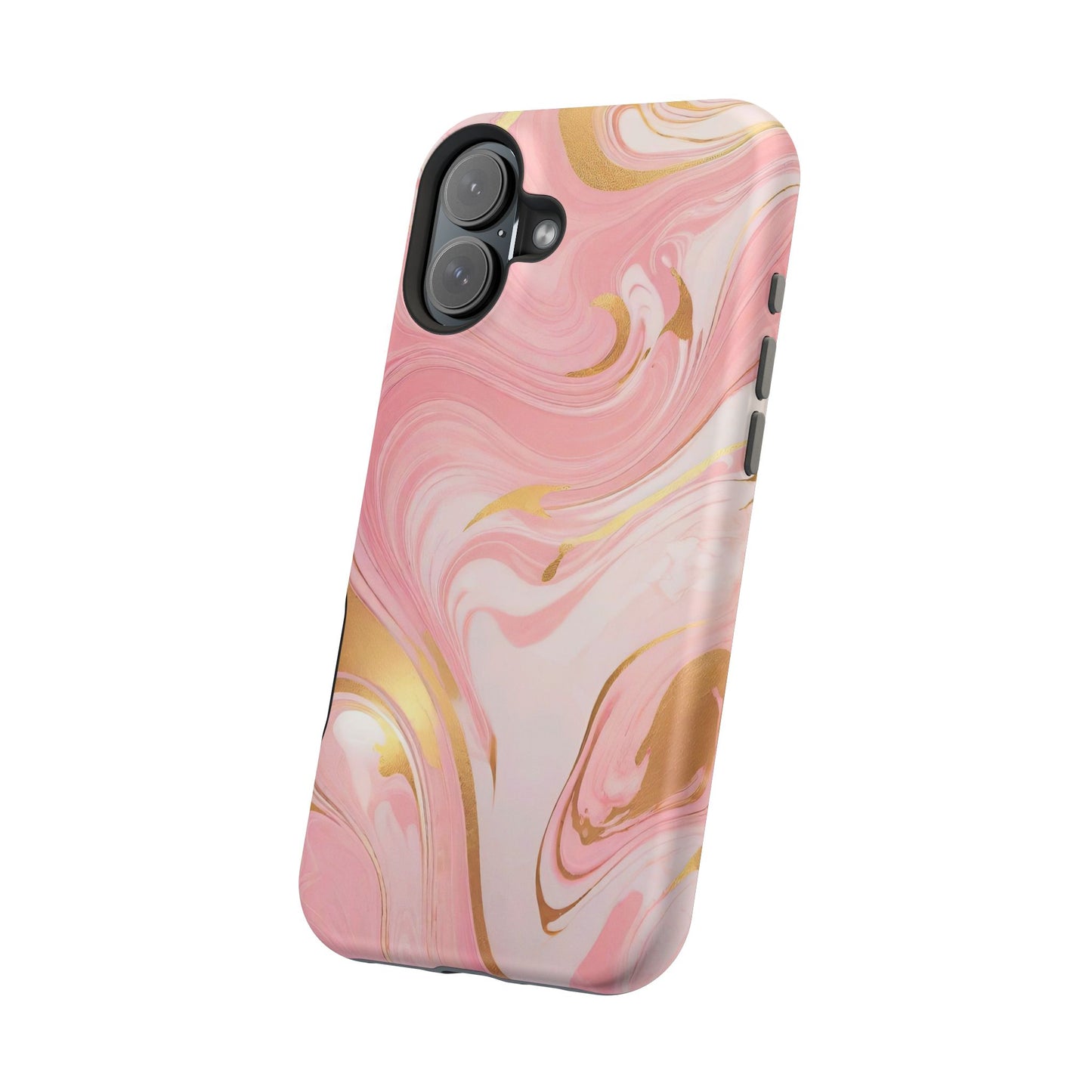 Stylish Magnetic Phone Case, Pink Marble Protective Cover