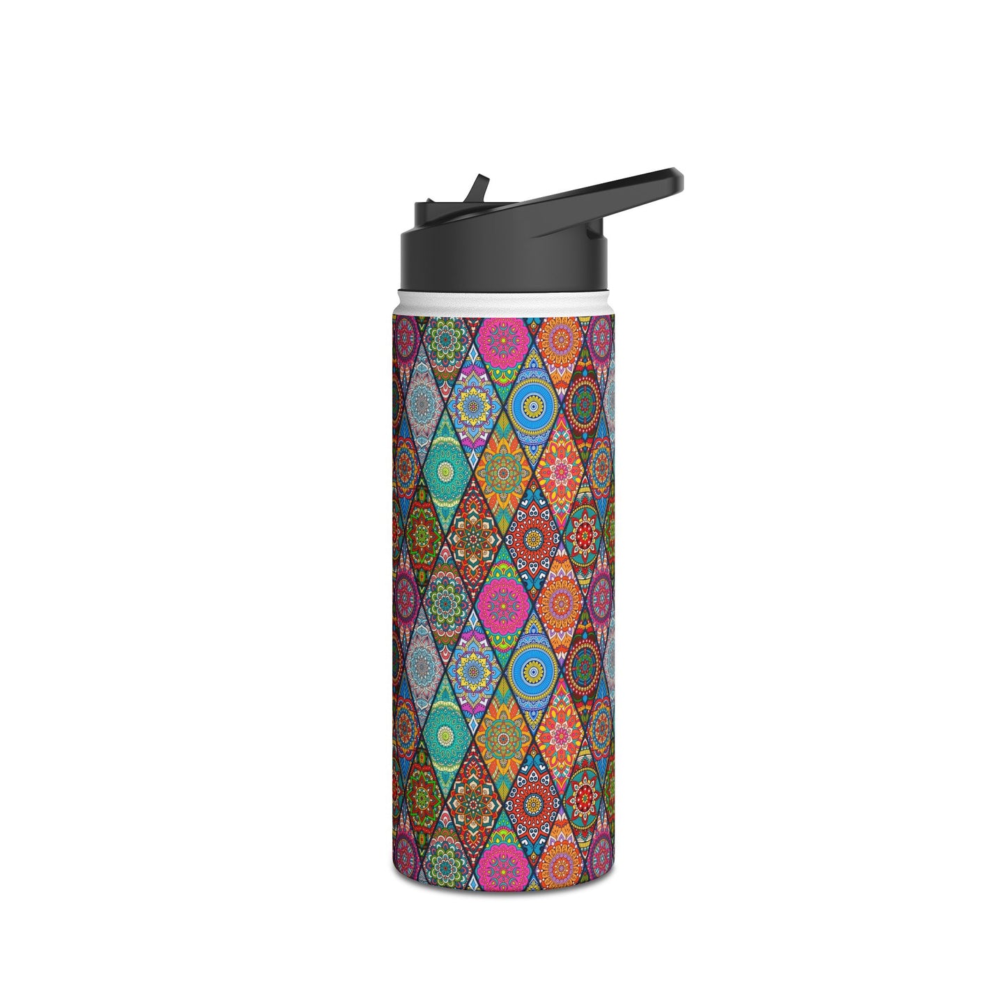 Mandala Argyle Stainless Steel Water Bottle, Standard Lid