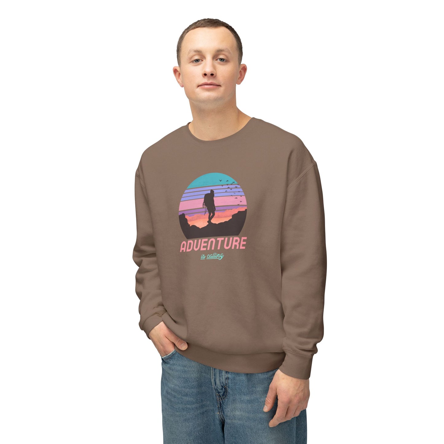 Adventure Is Calling Unisex Lightweight Crewneck Sweatshirt