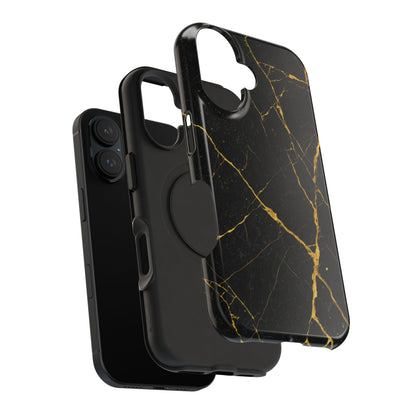 Black Marble with Gold Veins Impact-Resistant iPhone