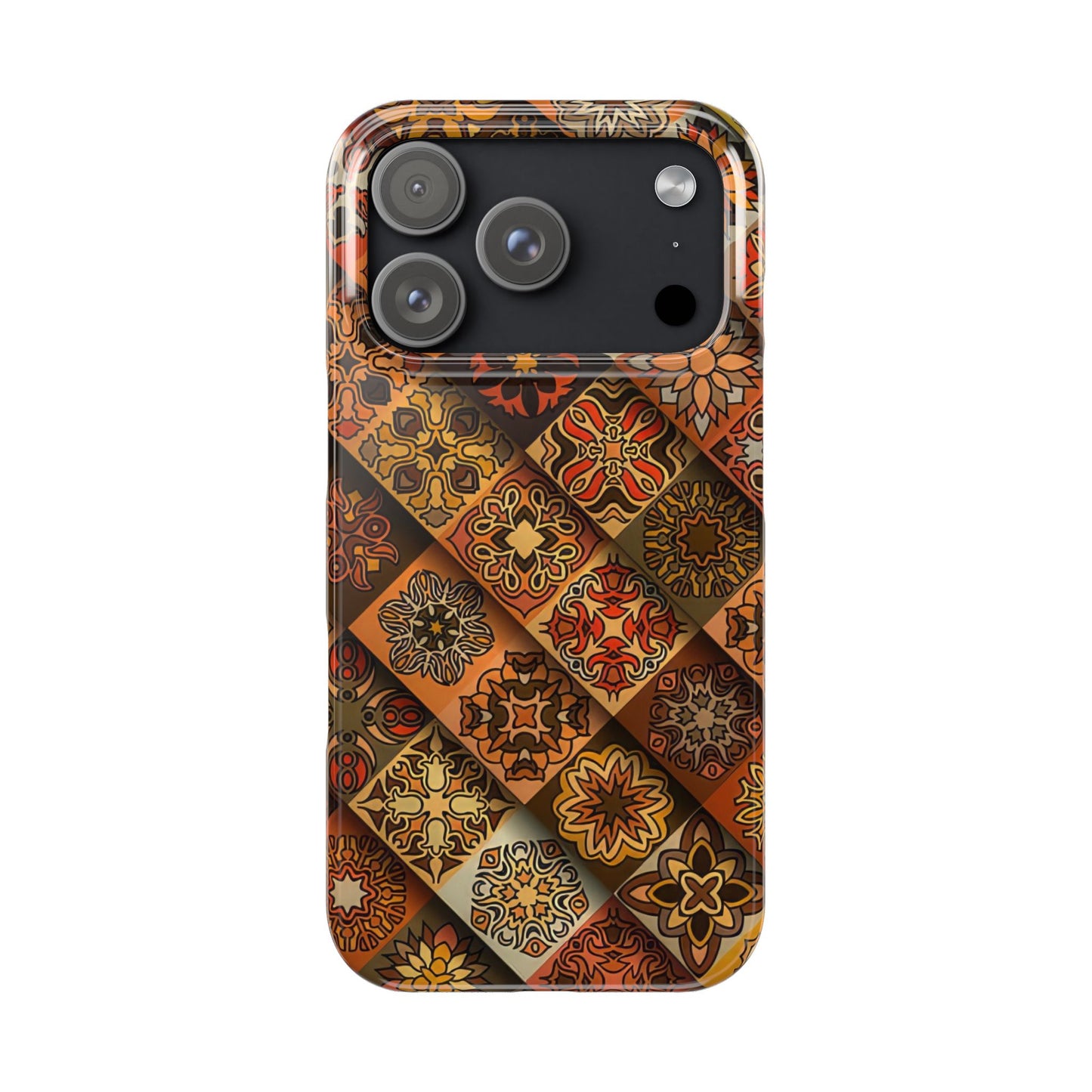 Aztec Geometric Slim Case, Boho Orange