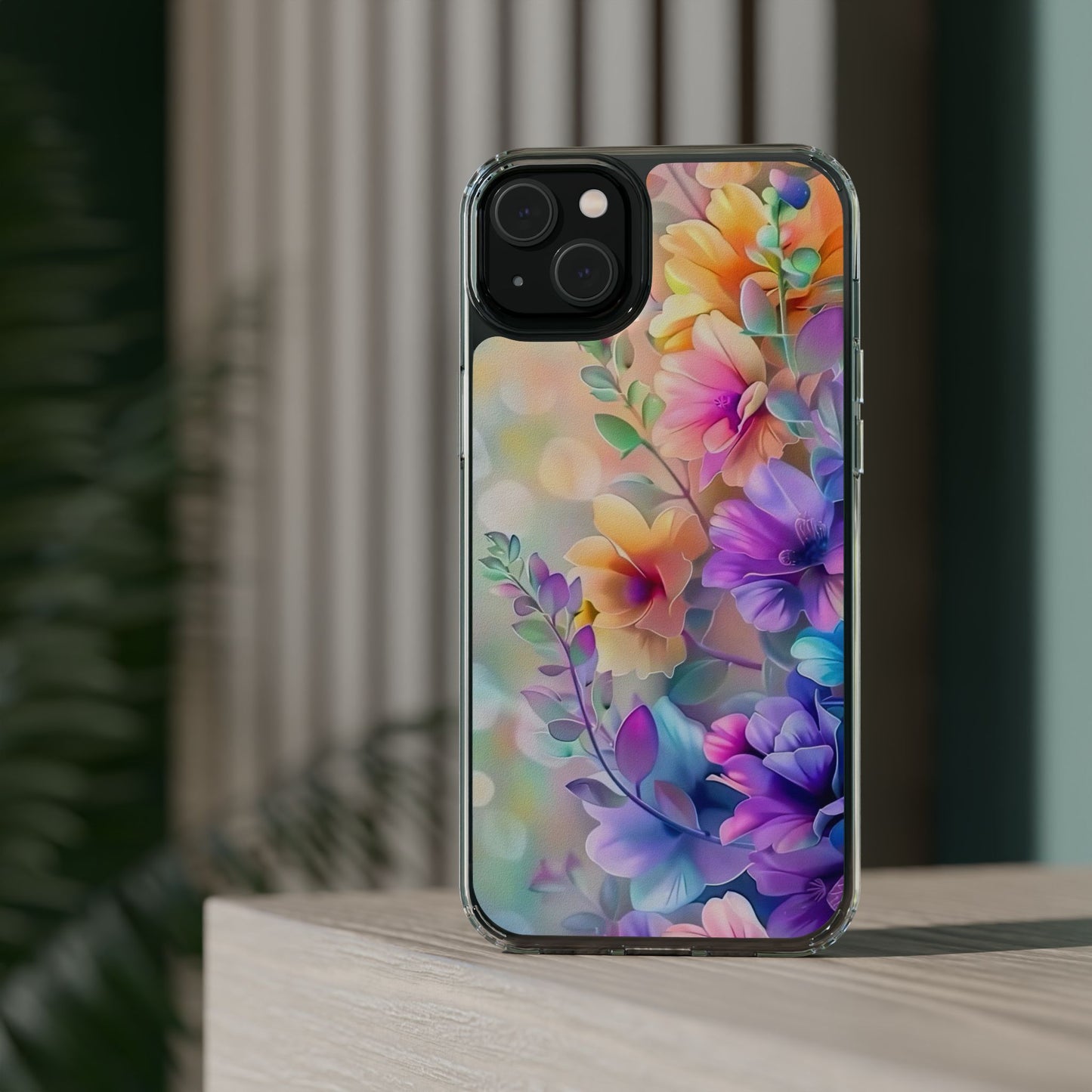 Floral Clear Phone Case -  Colorful Spring Design