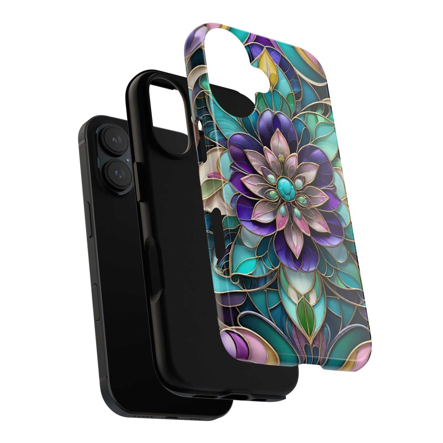Floral Stained Glass Tough Phone Case -Stylish Protection for Your Device