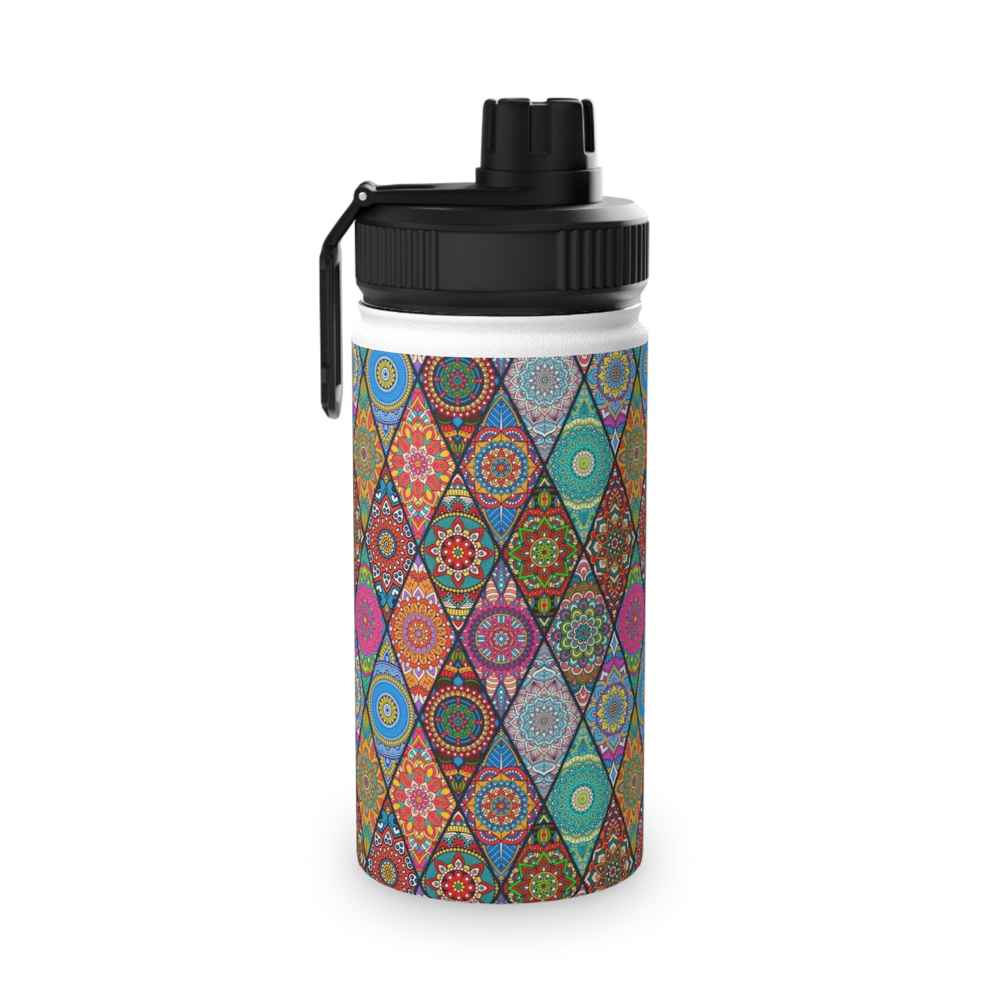 Mandala Argyle Stainless Steel Water Bottle, Sports Lid