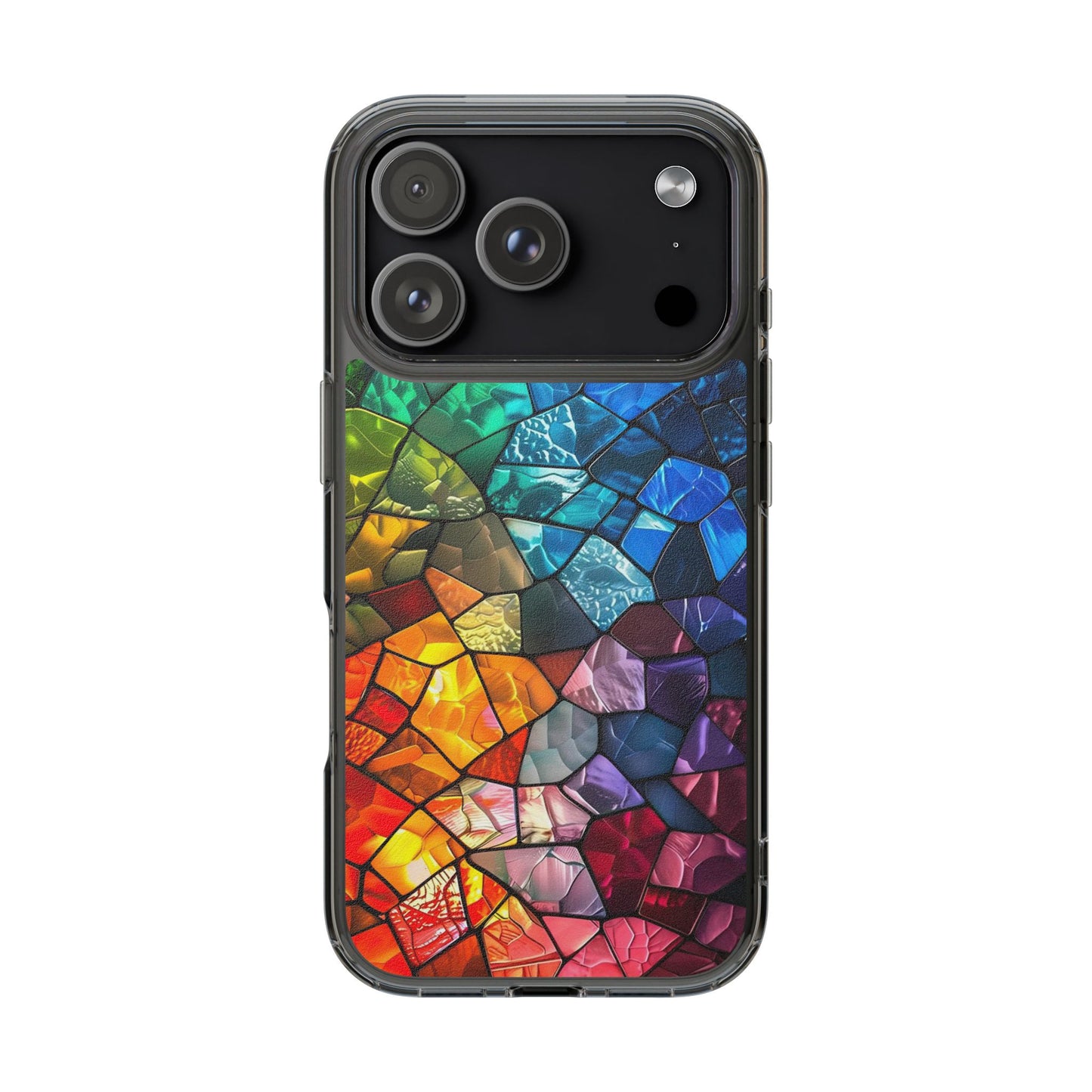 Vibrant Clear Phone Case, Colorful Stained Glass Design