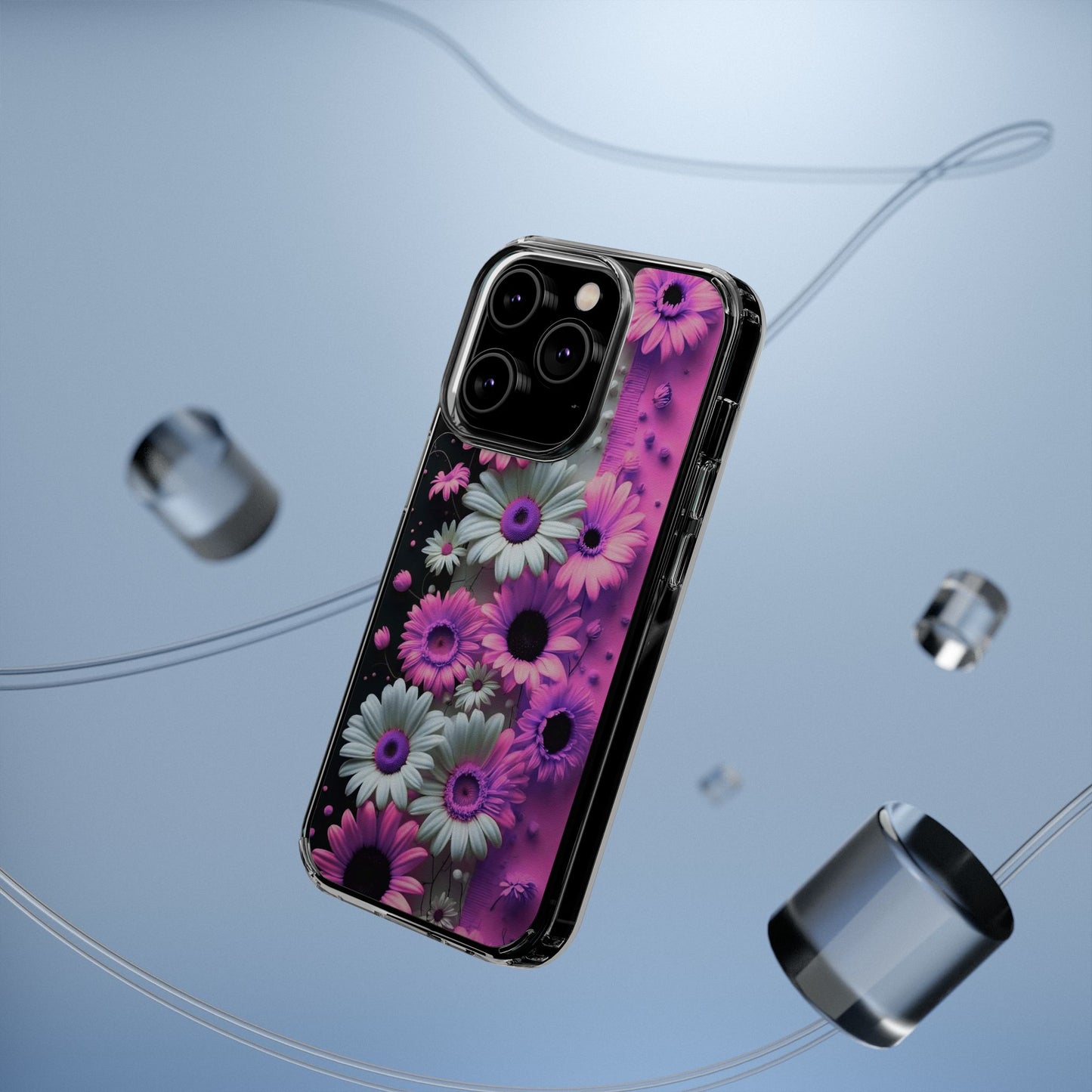 Floral Clear Phone Case – Pink Flower Design