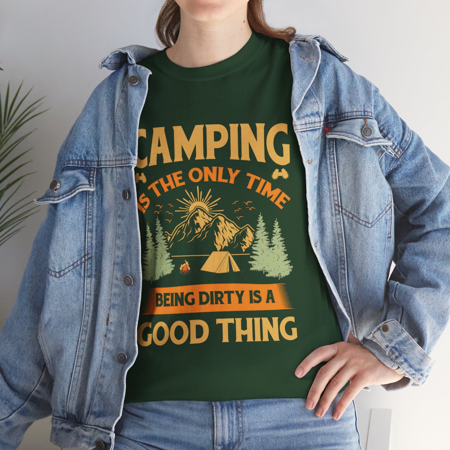 Camping Vibes Unisex Heavy Cotton Tee - "Being Dirty is a Good Thing"