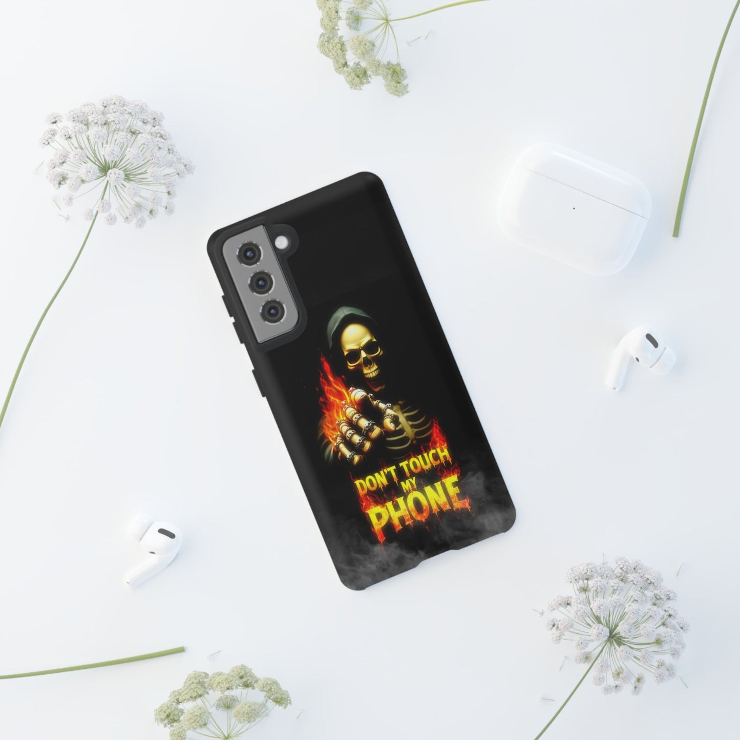 Skull Design Samsung Phone Case, Don't Touch My Phone Mobile Cover