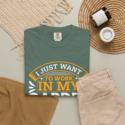 Garden Lover's Unisex T-Shirt - "I Just Want to Work in My Garden and Hang Out with My Dog"