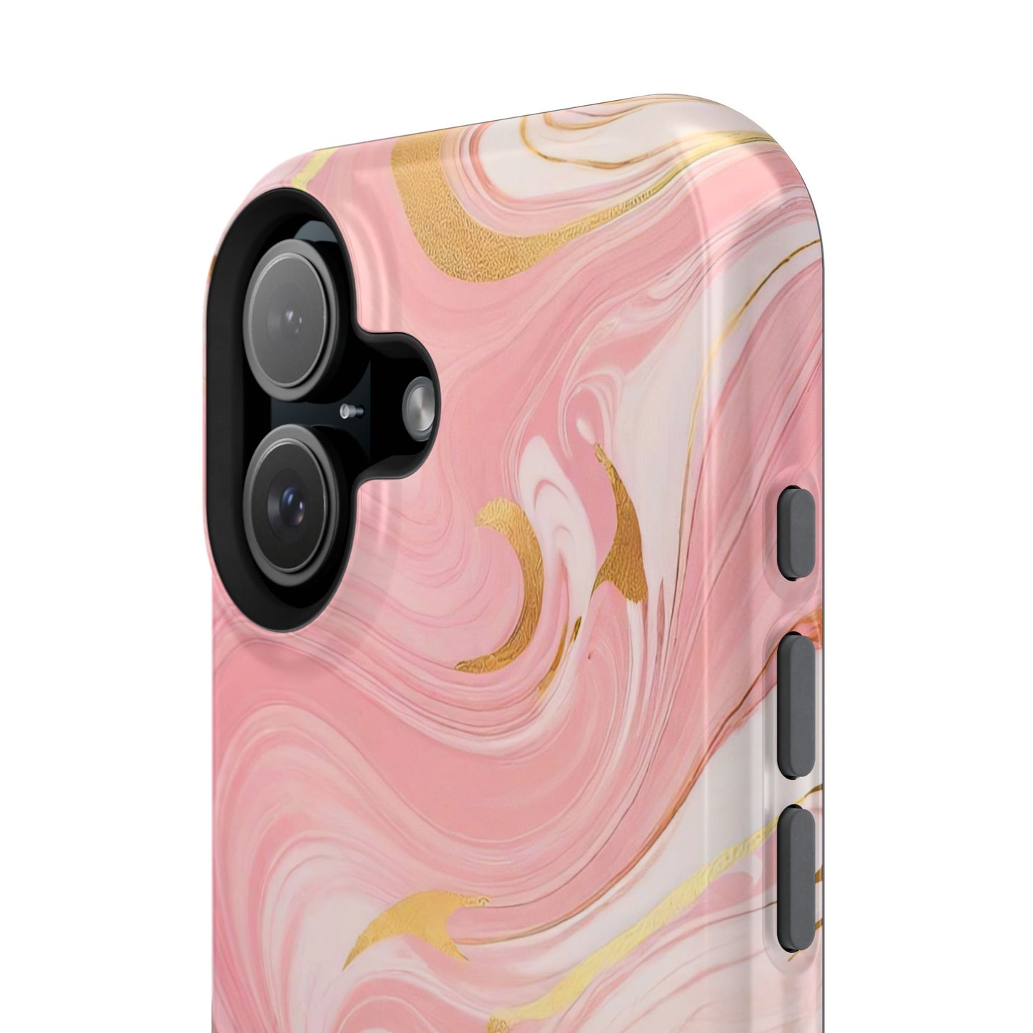 Stylish Magnetic Phone Case, Pink Marble Protective Cover